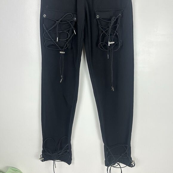 MANIERE DE VOIR dungee LACE-UP CARGO PANTS - BLACK US SIZE 8 Grunge - Picture 8 of 14